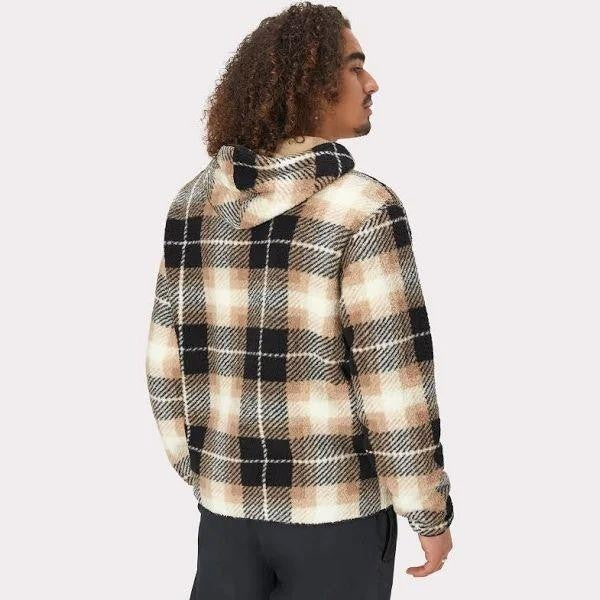 Translation missing: en.Champion Plaid Faux-Shearling Pullover Hoodie Joaquin Plaid Tan Dunes-Medium