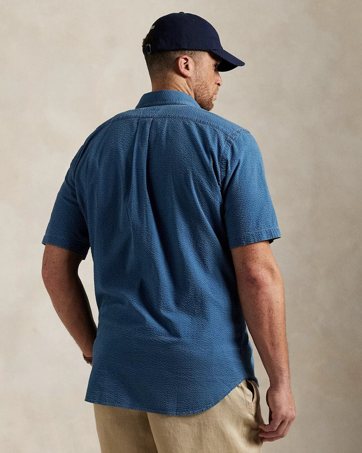 Translation missing: en.Polo Ralph Lauren Men's Big &amp; Tall Cotton Seersucker Shirt - Dark Indigo-4XLT