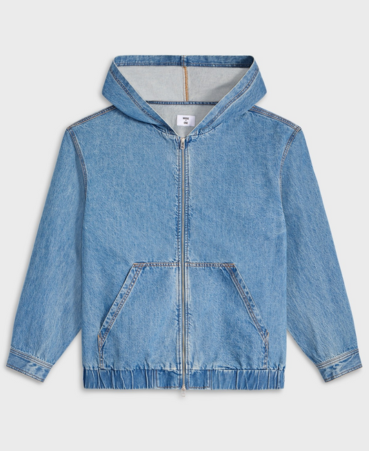 Translation missing: en.Mode of One Men's Relaxed-Fit Full-Zip Denim Hoodie Promenade Blue-XL