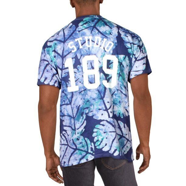 Translation missing: en.Studio 189 Men's Big Leaf Tee in Navy Blue-Size Small