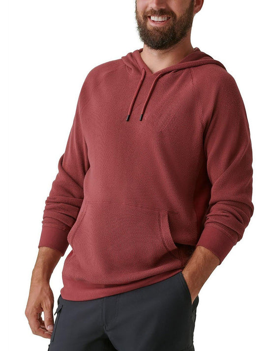Translation missing: en.Bass Outdoor Men's Bay Stretch Waffle-Knit Hoodie in Oxblood Red-2XL