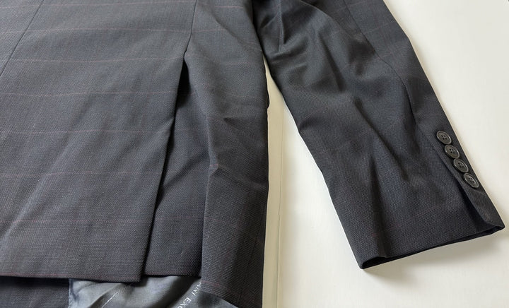 Translation missing: en.AX Armani Exchange Mens Wool Blazer Grey With Merlot Windowpane 44L