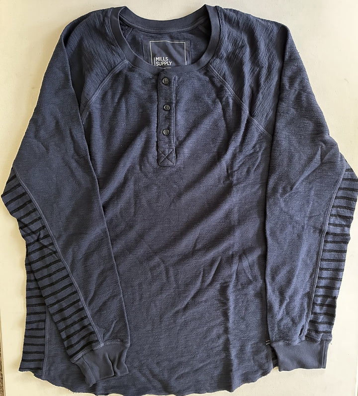 Translation missing: en.Mills Supply Mens Point Sur Long Sleeve Henley in Mood Indigo Blue-XL