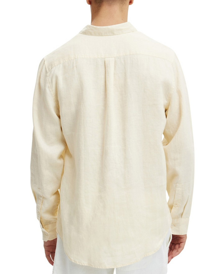 Translation missing: en.Cotton On Men French Linen Long Sleeve Shirt Size Large Cream Reg Fit Pocket