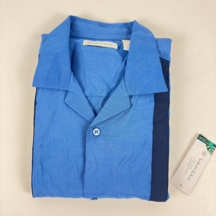 Translation missing: en.Cubavera Men's Classic Fit Tri-Color Camp Shirt - Federal Blue-Small
