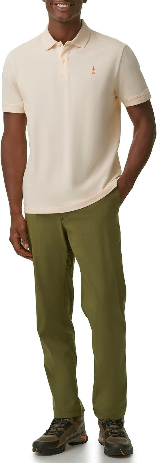 Translation missing: en.Bass Outdoor Men's Cotton Blend Stretch Exploration Polo Shirt Ecru-Large New