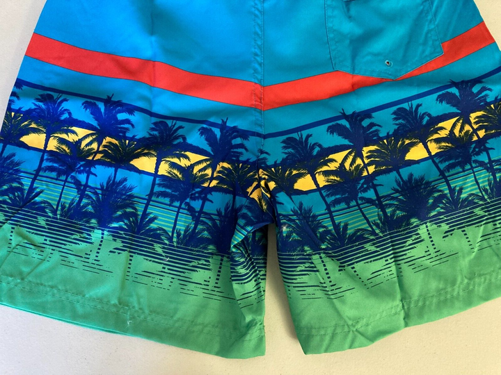 Translation missing: en.Club Room Men's Colorblocked Palm Print 7" Quick Dry Swim Trunks Turquoise-Med