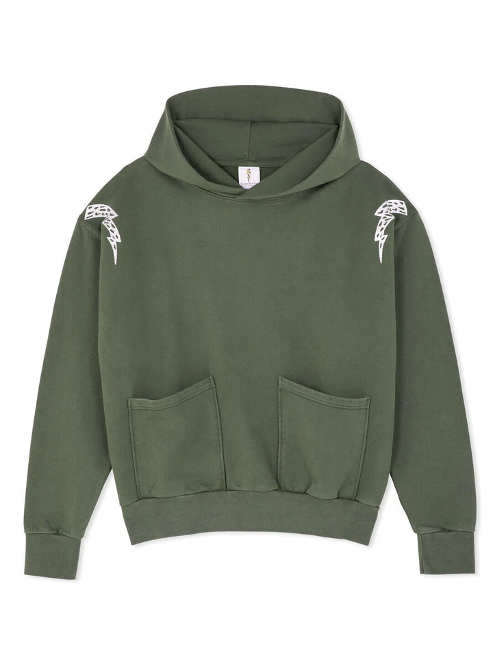 Translation missing: en.The Rad Black Kids Racer Hoodie in Green-Size Medium
