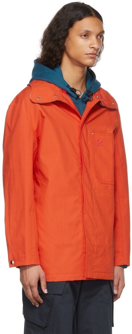 Translation missing: en.Kenzo Men's Mid Length Poppy Coat in Poppy Orange-Medium
