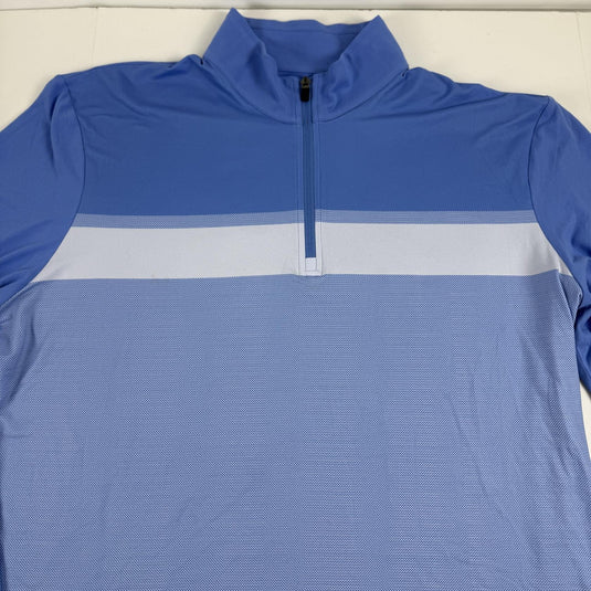 Translation missing: en.PGA Tour Chest Stripe Ombre Long Sleeve Quarter-Zip Golf Sweater LT Blue Size XL