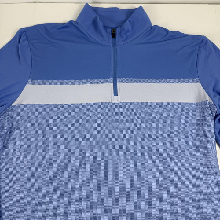 Translation missing: en.PGA Tour Chest Stripe Ombre Long Sleeve Quarter-Zip Golf Sweater LT Blue Size XL