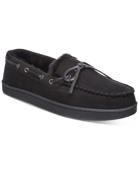 Translation missing: en.Club Room Men's Moccasin Slippers in Black-Small 6-7