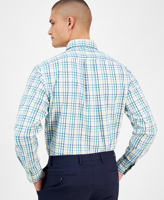 Translation missing: en.Club Room Men's Regular-Fit Performance Dress Shirt Plaid Multi Cotton 15 32/33