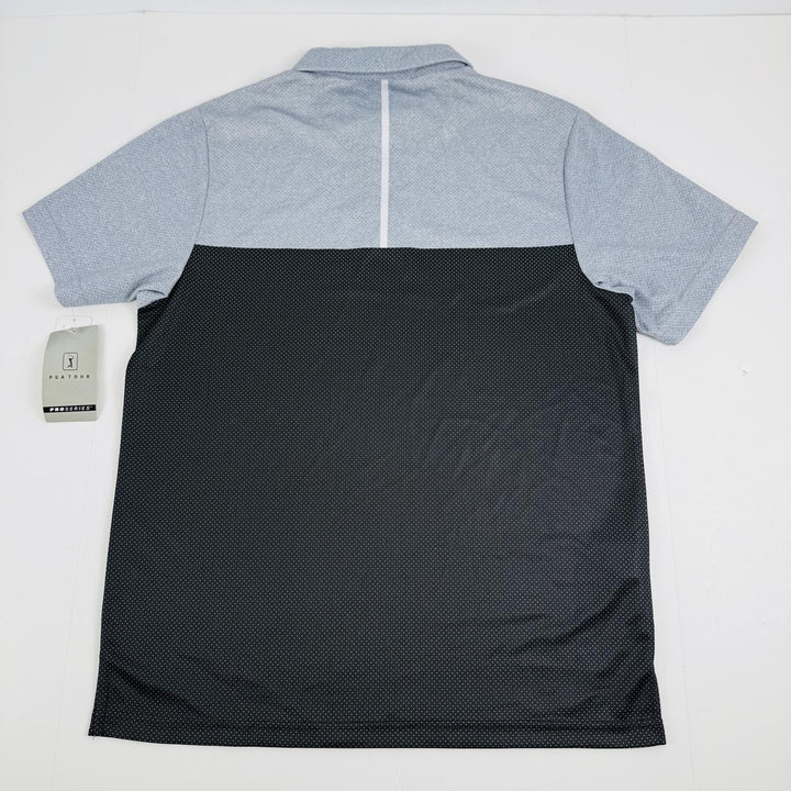 Translation missing: en.PGA TOUR Airflux Golf Polo Shirt Black Gray Size Small Birdseye Block Print
