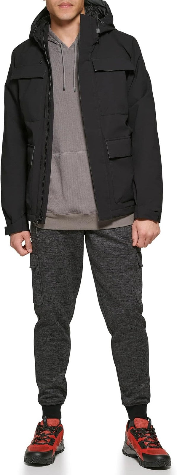 Translation missing: en.Bass Outdoor Men's Storm Rider Hooded Tech Utility Jacket Black-2XL