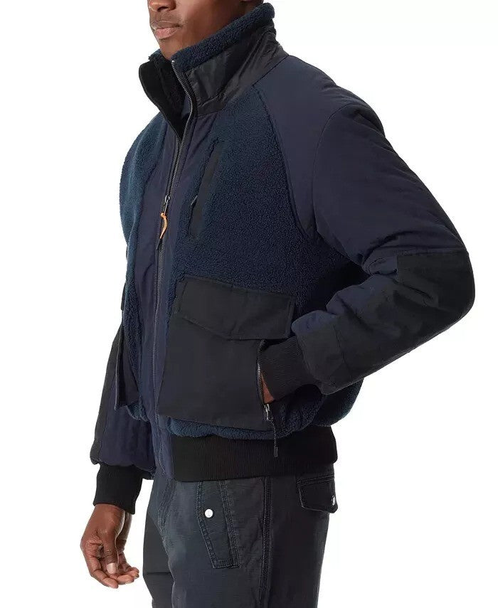 Translation missing: en.Bass Outdoor Men's Mixed-Media Full-Zip Bomber Jacket - Navy Blazer-Large