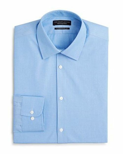 Translation missing: en.The Men's Store Contemporary Fit End-on-End Solid Dress Shirt Blue Bay-15 34/35