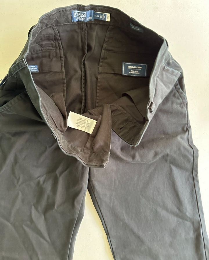 Translation missing: en.Polo Ralph Lauren Men's Heritage Twill Relaxed Fit Buckle Tab Pants Black-32/32