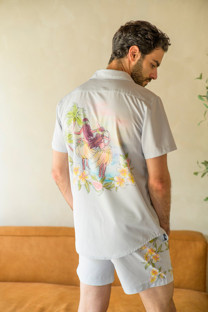 Translation missing: en.Mavrans Men's Hawaiian Weekend Shirt Button-Up UPF 50 Beige-Medium