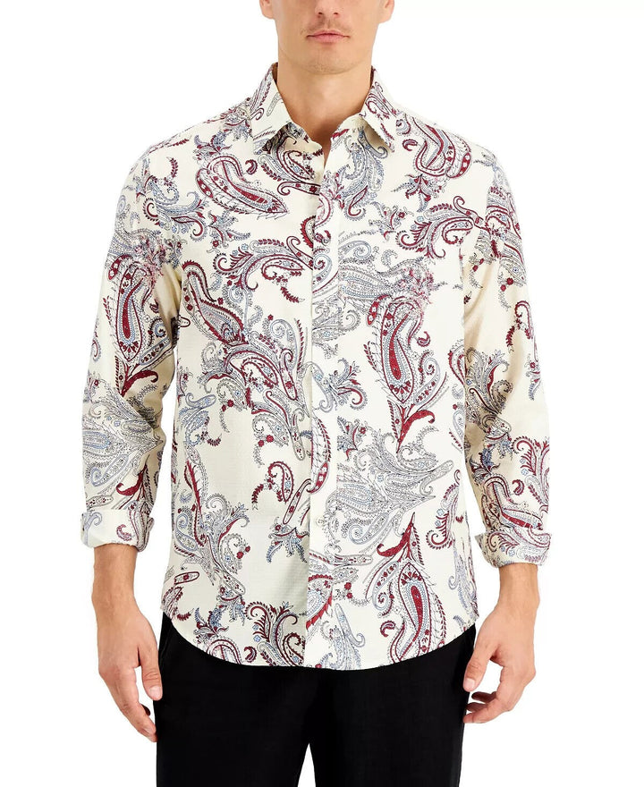 Translation missing: en.Club Room Men's Paisley Dobby Shirt in Winter Ivory-Small