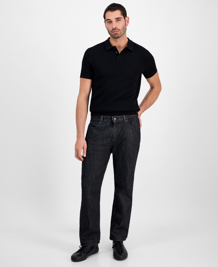 Translation missing: en.Guess Men's Raymond Short Sleeve Textured Polo Shirt Jet Black-2XL