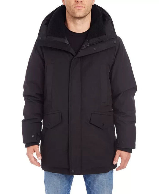 Translation missing: en.Vince Camuto Men's Parka With Sherpa Lined Hood Trim Jacket Black-2XL
