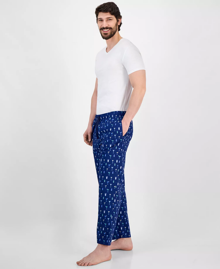 Translation missing: en.Club Room Men's Woven Beverage-Graphic Night Cap Pajama Pants Navy-Medium