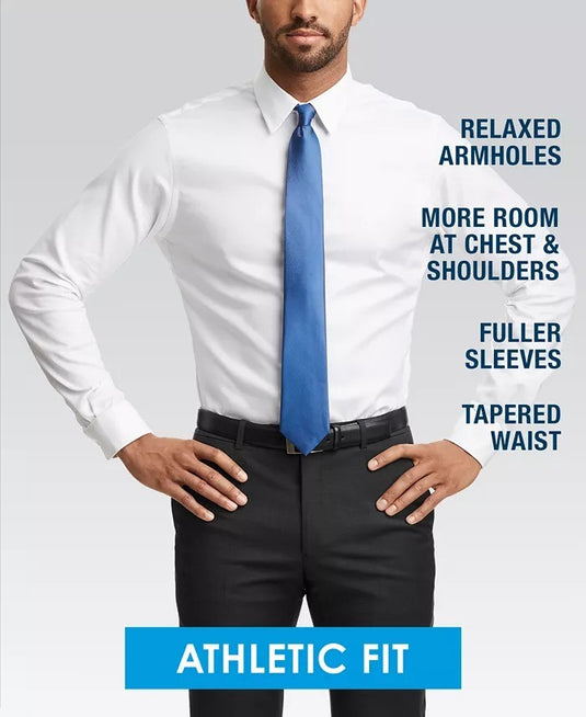 Translation missing: en.Alfani Dress Shirt Men's 14-14.5 32/33 Silver Athletic Fit Twill Stretch