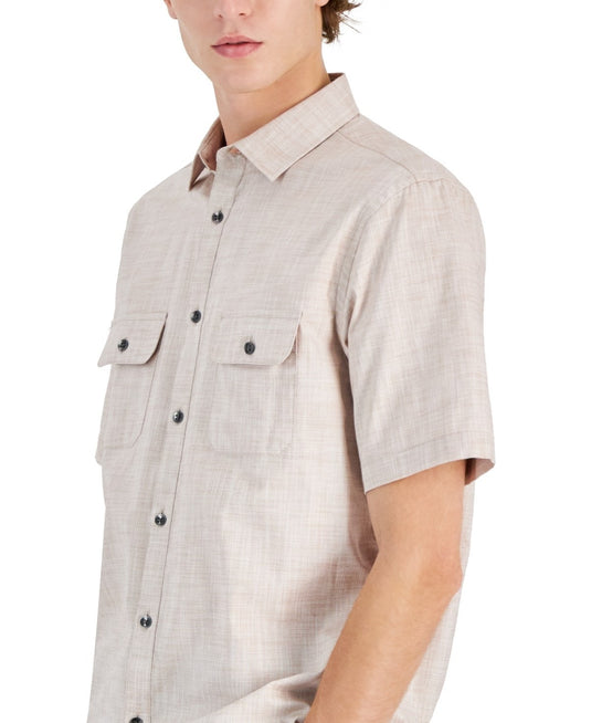 Translation missing: en.Alfani Short Sleeve  Warren Shirt Men's Size Small Foxy Brown Rose Cotton