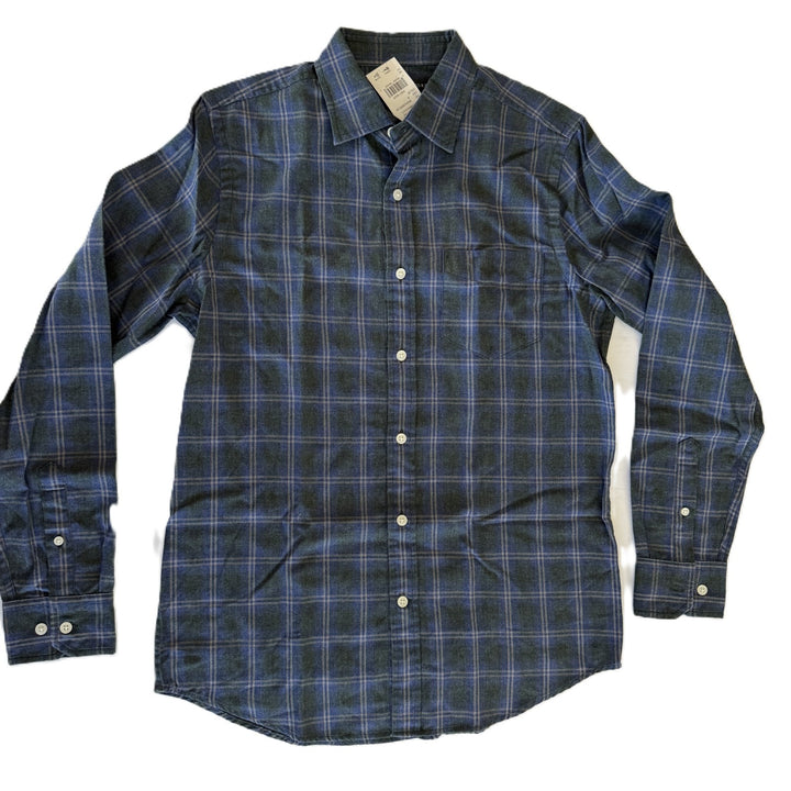 Translation missing: en.The Men's Store  Check-Print Classic Fit Shirt Grey Navy-Small