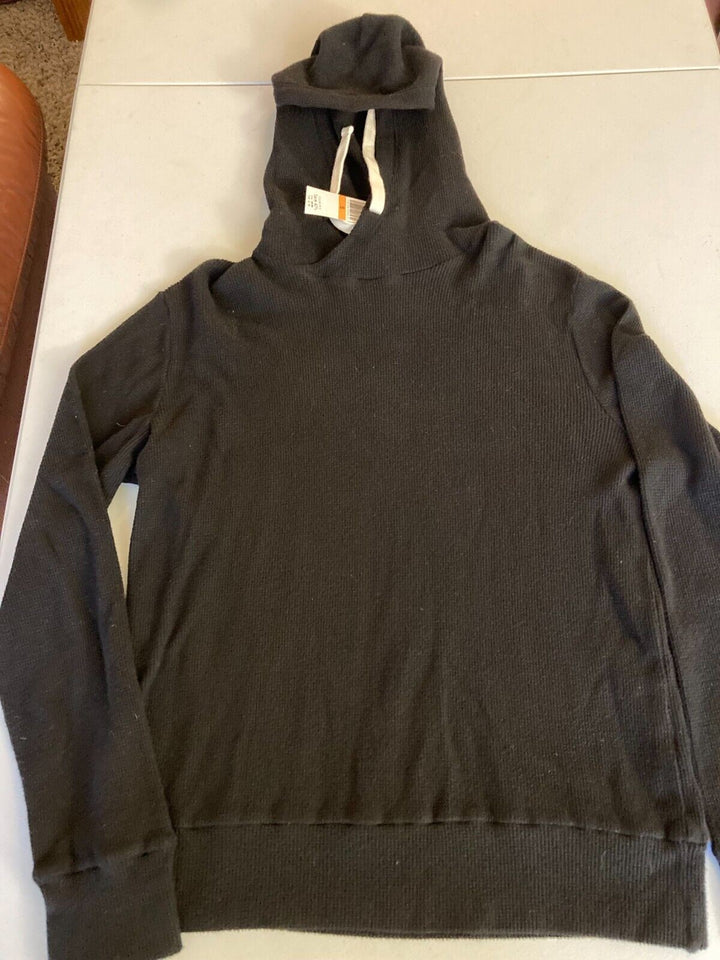 Translation missing: en.Monrow Men's Cotton Blend Waffle Knit Thermal Hoodie in Black-Size Small