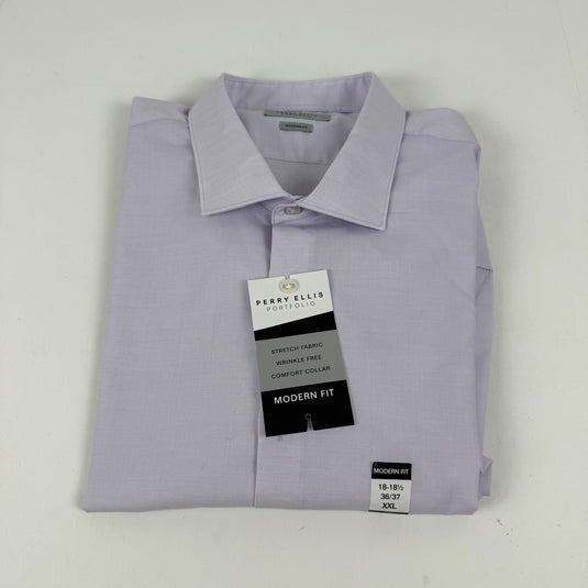 Translation missing: en.Perry Ellis Men's Modern-Fit Lux Twill Solid Dress Shirt - Purple -8-18.5 36/37