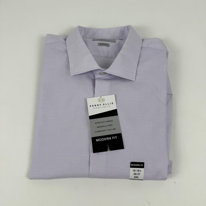 Translation missing: en.Perry Ellis Men's Modern-Fit Lux Twill Solid Dress Shirt - Purple -8-18.5 36/37