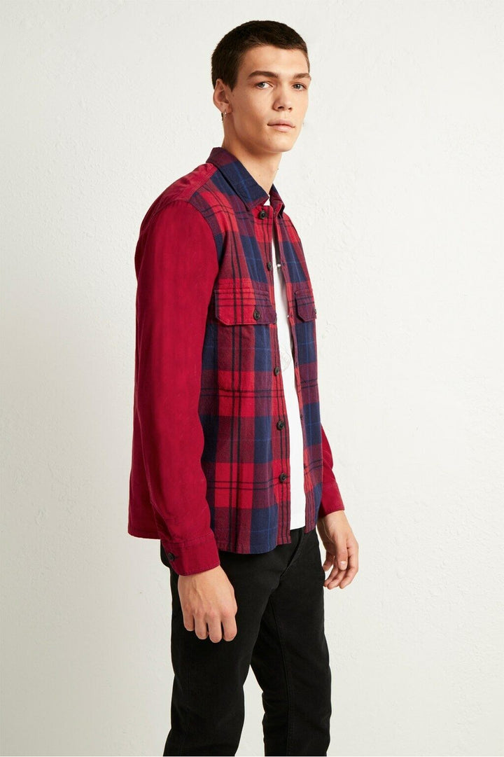 Translation missing: en.French Connection Arusha Flannel Check Shirt Tango Red-Size Medium