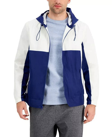 Translation missing: en.Alfani Men's Colorblocked Wind Breaker in Tartan Blue-Size 2XL