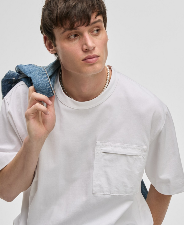 Translation missing: en.Mode of One Men's Short-Sleeve Relaxed-Fit Mixed Media T-Shirt Bright White-2XL