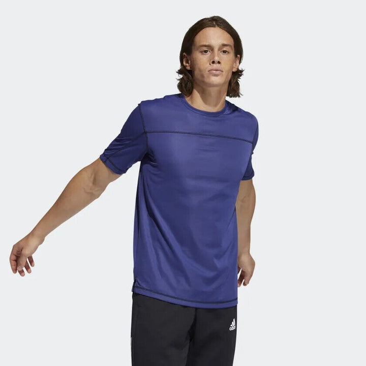 Translation missing: en.adidas Men's PrimeBlue Run For the Oceans T-Shirt Semi Night Flash Melange-Med