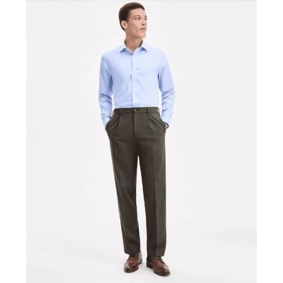 Translation missing: en.Tommy Hilfiger Men's Relax-Fit Dean Solid Single Pleated Pants Olive Green-30x32