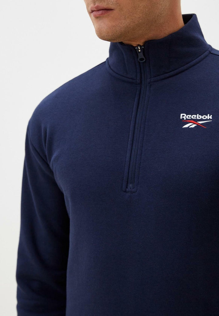 Translation missing: en.Reebok Mens Identity Quarter-Zip Fleece Sweatshirt Vector Navy Small Reg-Fit