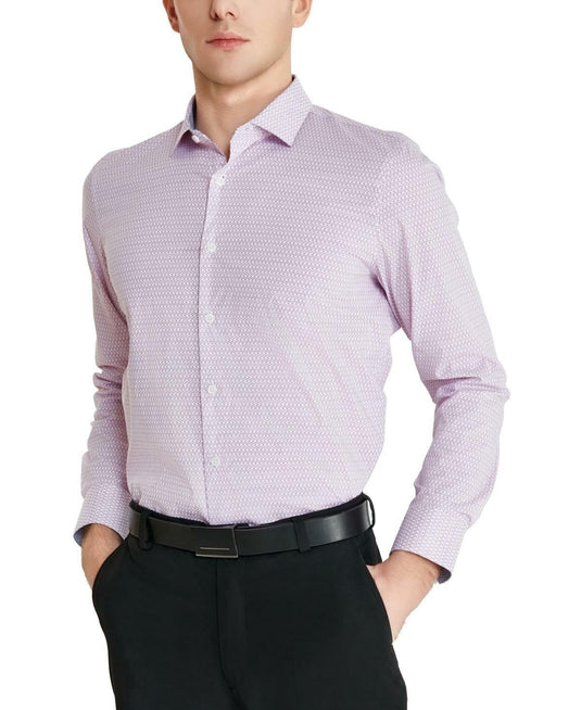 Translation missing: en.Tallia Men's Slim-Fit Geo-Link Dress Shirt - Orchid Pink -15-15.5 32/33