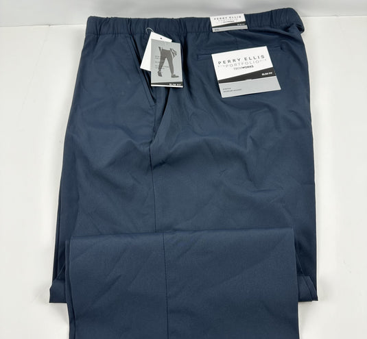Translation missing: en.Perry Ellis Portfolio Men's Slim-Fit Drawstring Dress Pants - Dark Sapphire-2XL