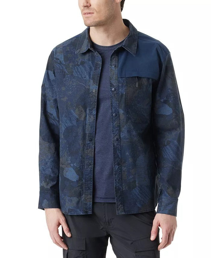 Translation missing: en.Bass Outdoor Utility Shacket Men's Small Navy Rock Camo Ripstop Shirt Jacket