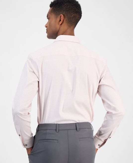Translation missing: en.Alfani Men's Round Medallion Print Dress Shirt White Mauve-S 14-14.5 32/33