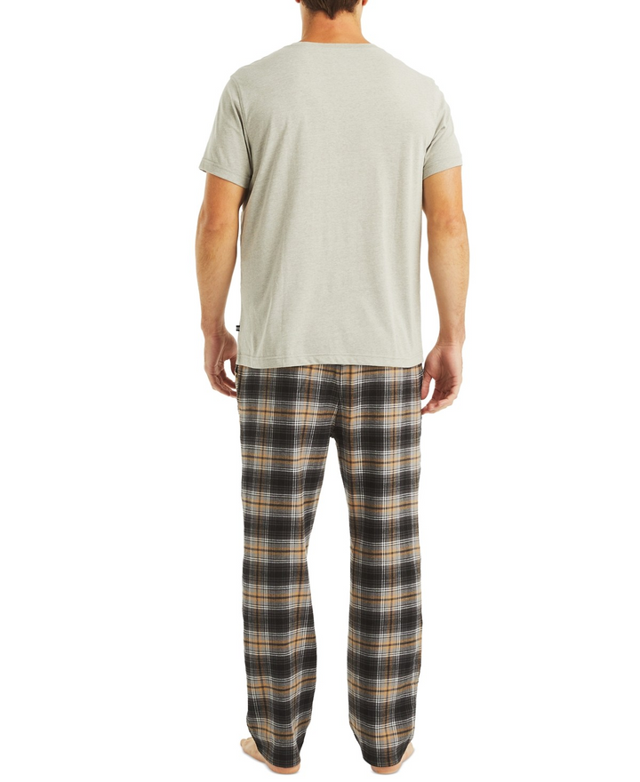 Translation missing: en.Nautica Men's Plaid Pajama Pants &amp; Solid Pajama T-Shirt Set Grey Heather-Small
