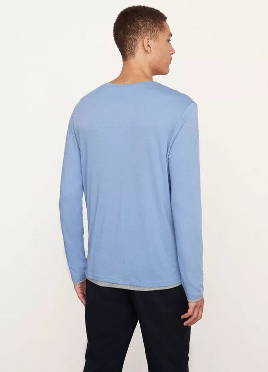 Translation missing: en.Vince Men's Pima Lightweight Double Layer T-Shirt Colony Blue/ H Grey-Medium