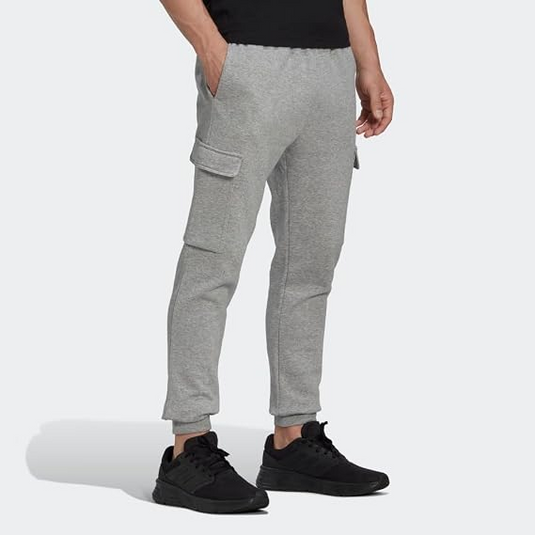 Translation missing: en.adidas Mens Essentials Regular Tapered-Fit Fleece Cargo Joggers Md Gray Htr-2XL