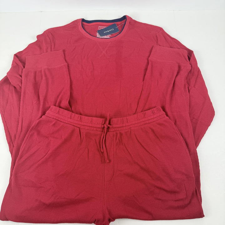 Translation missing: en.Club Room Men's Waffle Long-Sleeve T-Shirt &amp; Pajama Pant Set Jester Red-Large
