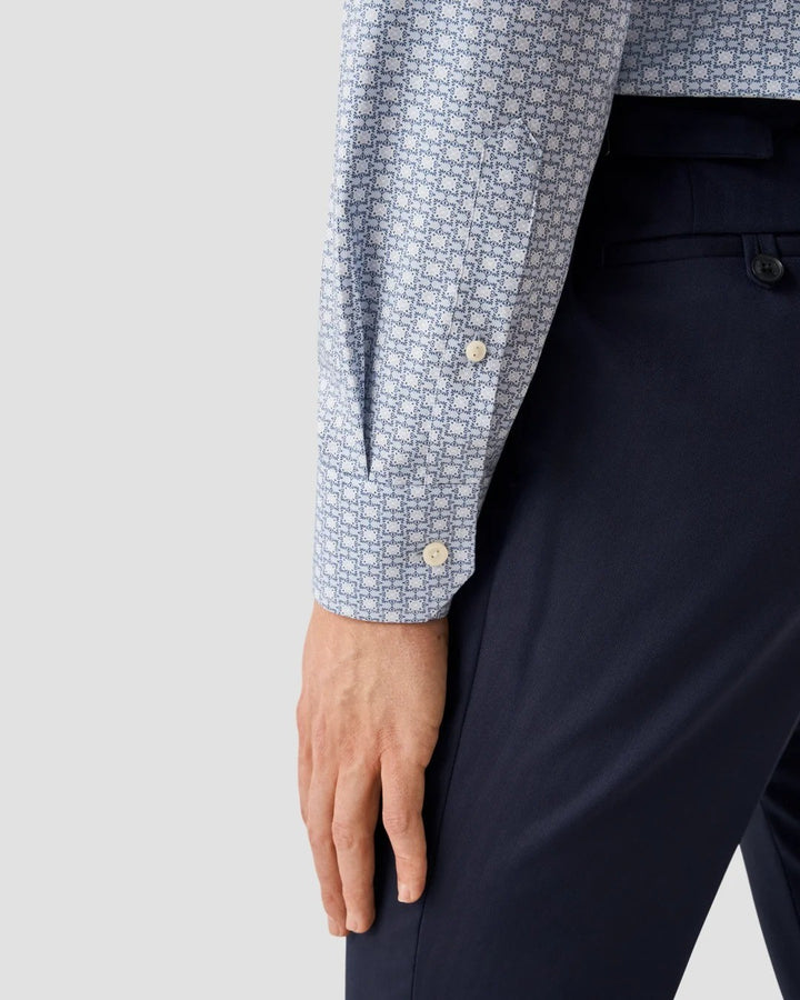 Translation missing: en.Eton Men's Slim Fit Geometric Print Shirt in Blue/White-EU 37 US 14.5  100011103