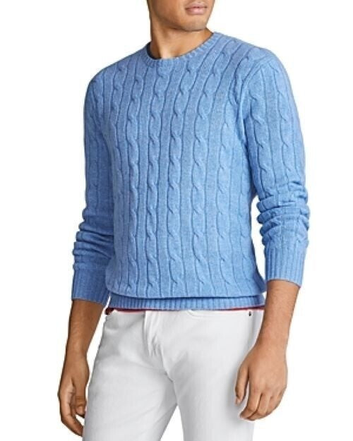Translation missing: en.Polo Ralph Lauren Men's Cable-Knit Cashmere Sweater in Litchfield Blue-XL