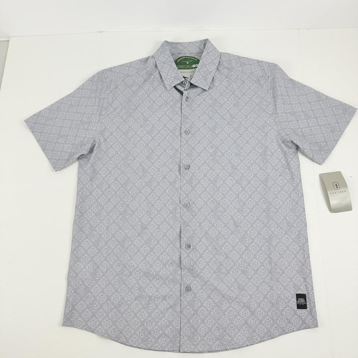 Translation missing: en.PGA Tour Men's Medallion-Print Button-Up Golf Shirt - Tradewinds Gray-Medium